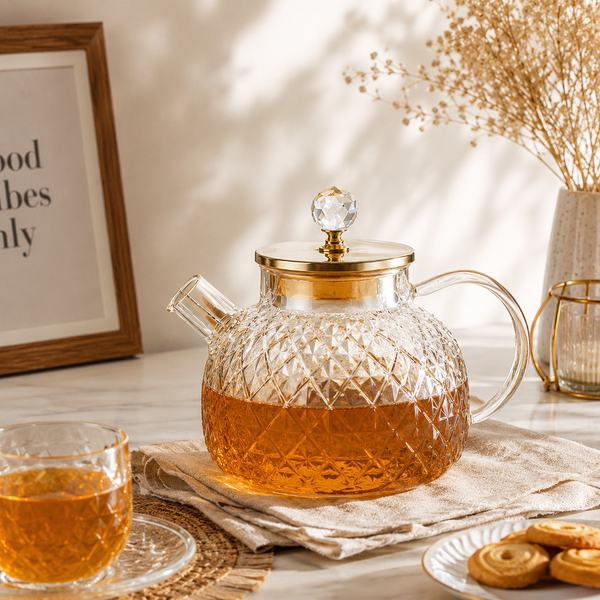 Golden Glass Diamond Teapot Kettle(1000ML)