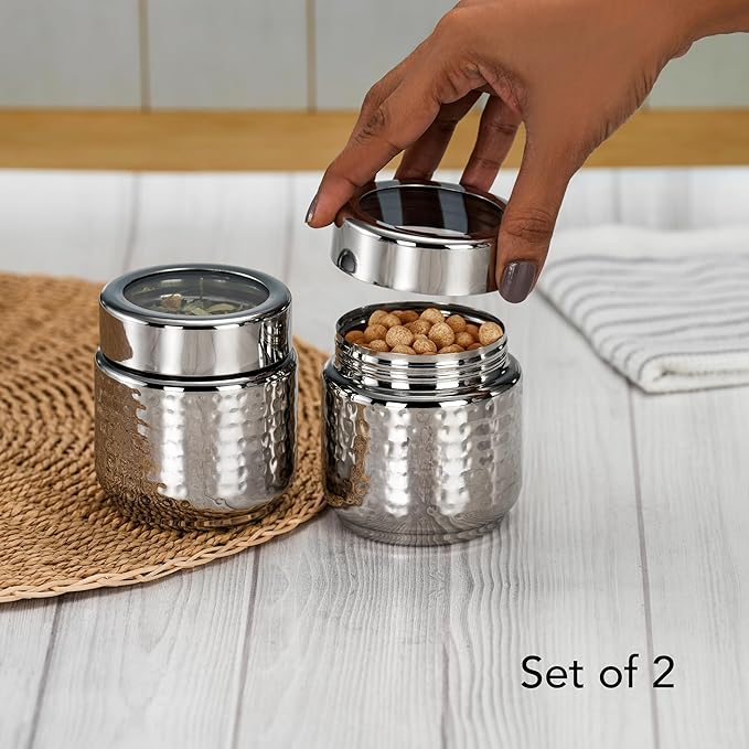 Steel Airtight Storage Jars (300 ml)