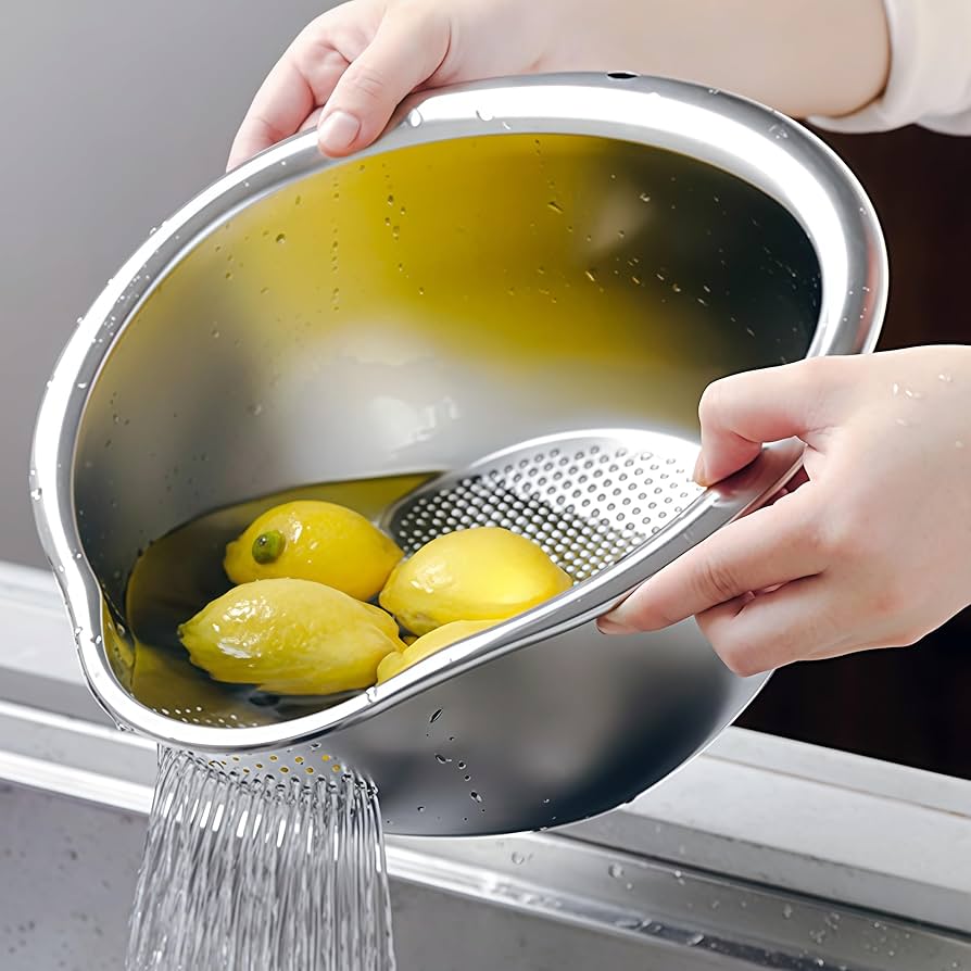 Rice Washing Strainer Bowl