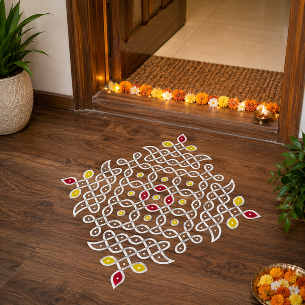 Traditional Entrance Kolam Rangoli (18 Inches X 18 Inches)