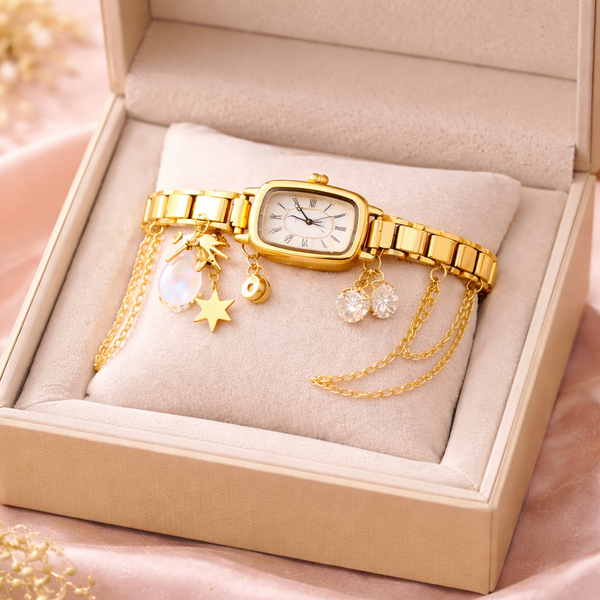 Gold Charm Bracelet Watch