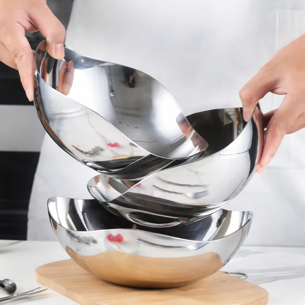 Curved Steel Serving Bowls