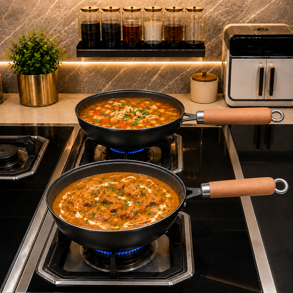 Wood Handle Non-Stick Pan(With lid)
