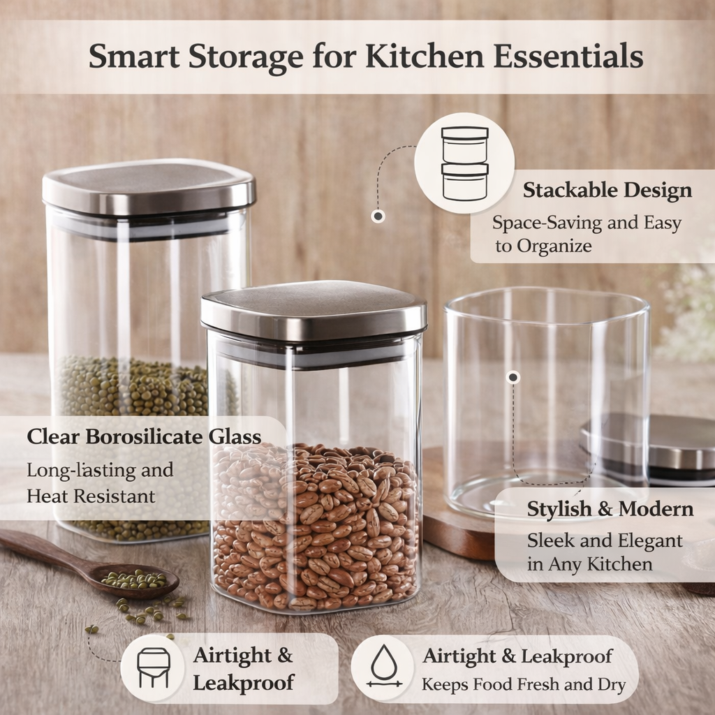 Airtight Glass Storage Jar Set