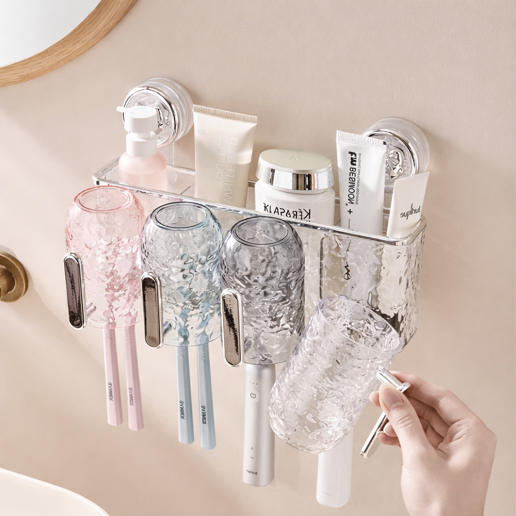 Wall-Mounted Toothbrush Cup Holder