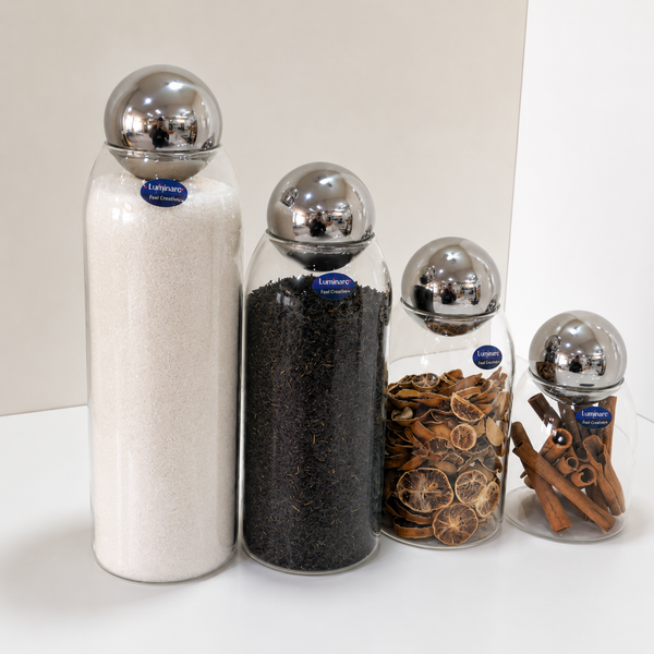 Elegant Glass Jar with Silver Lid