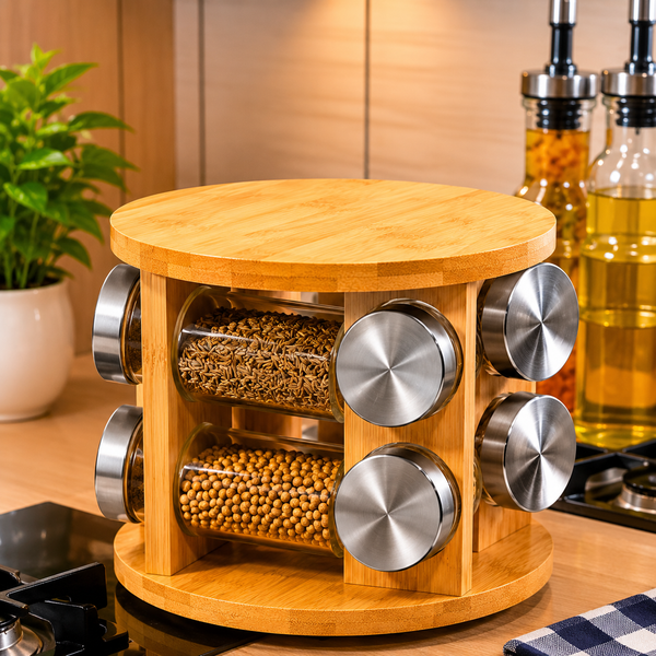 Rotating Wooden Spice Rack