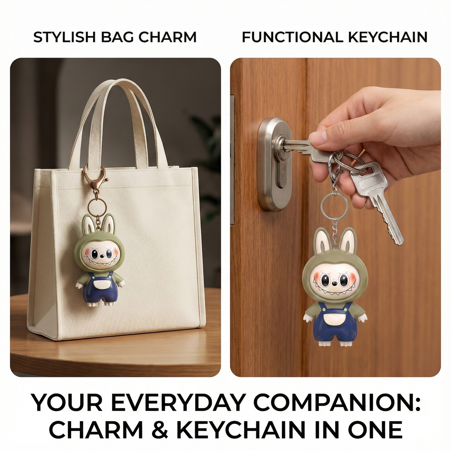 4-in-1 Face-Changing Labubu Keychain