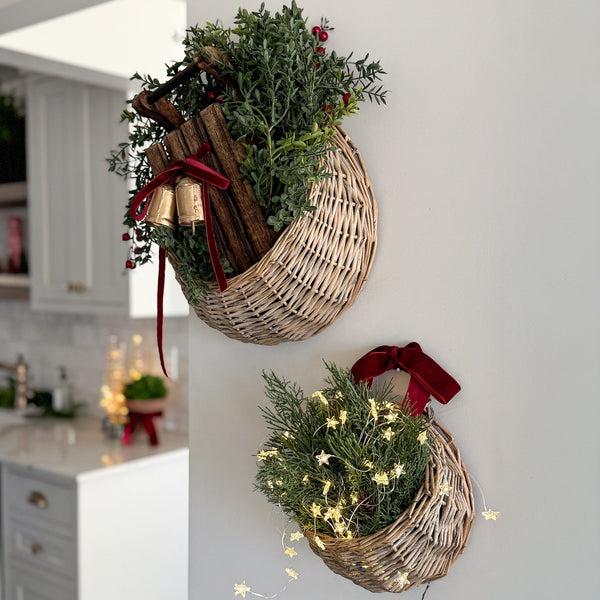 Rustic Wicker Wall Pocket Basket