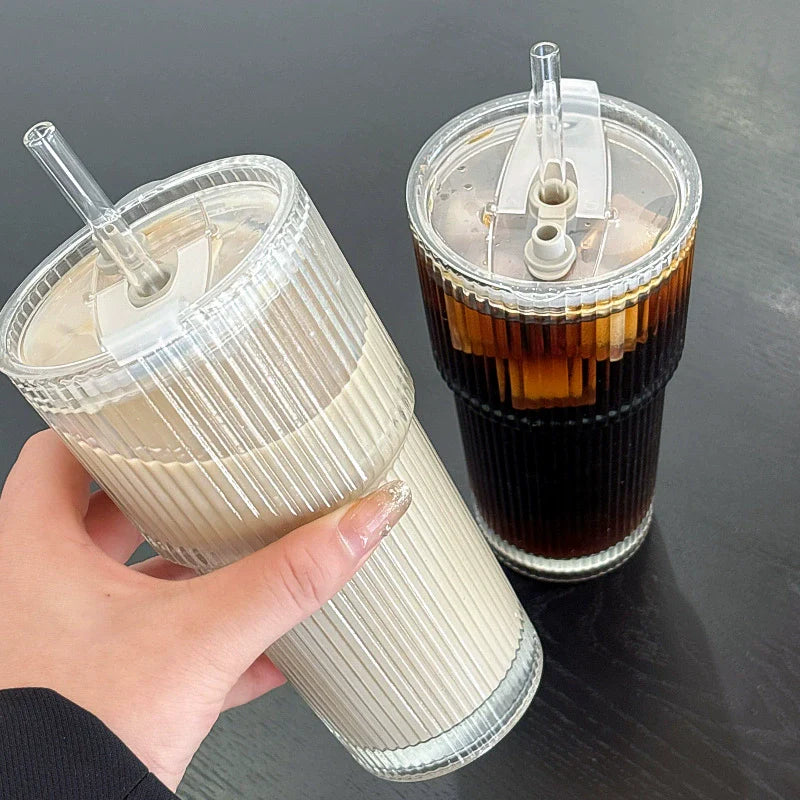 Glass Cup With Straw