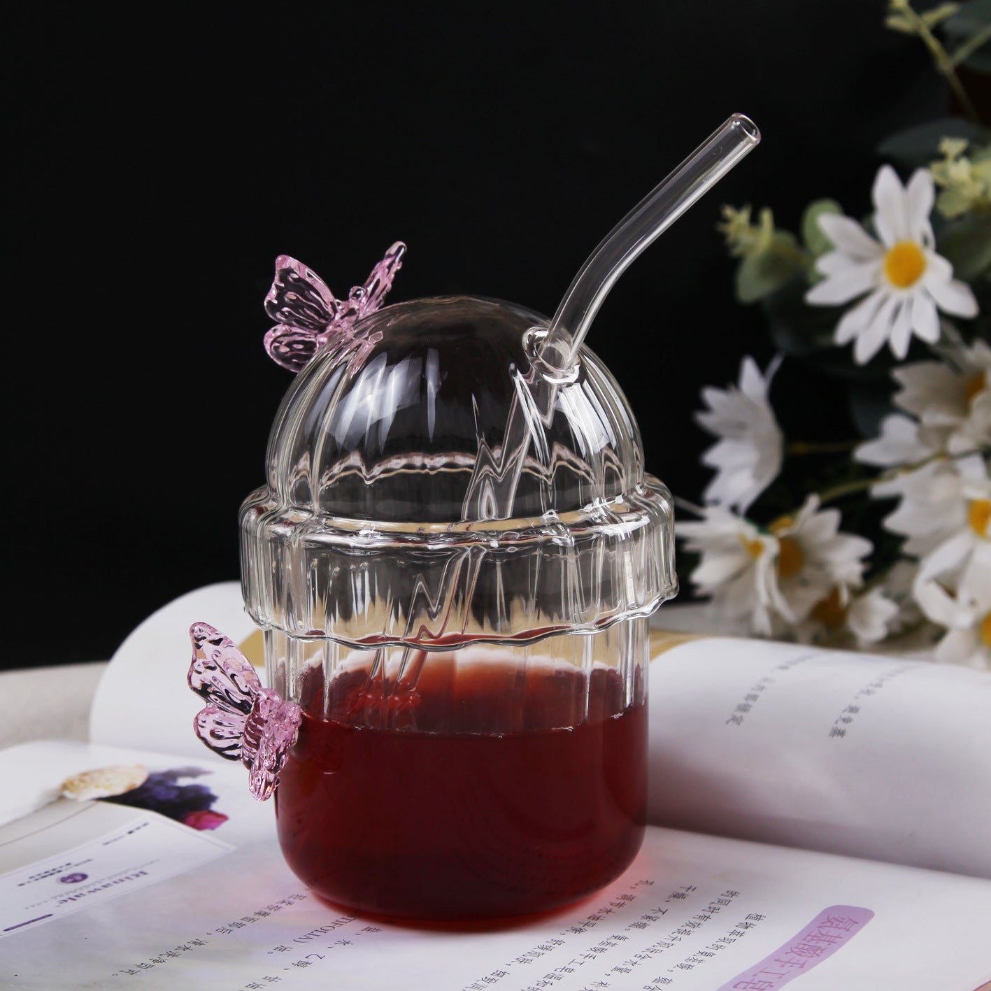Butterfly Straw Cup With Lid