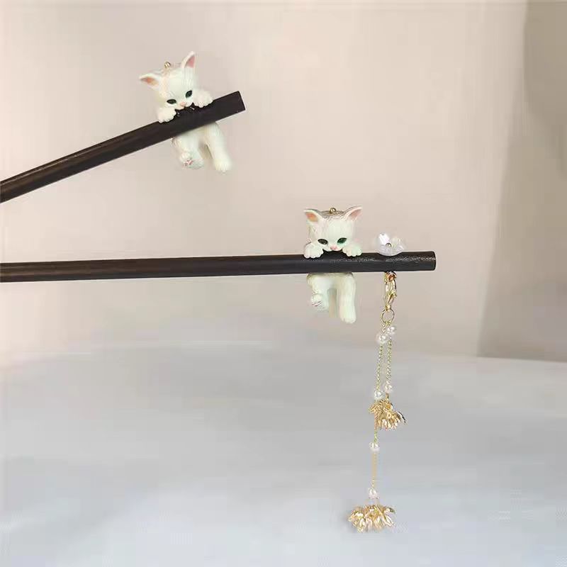 Cat with tassels Hair Stick