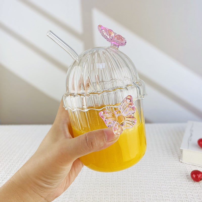 Butterfly Straw Cup With Lid