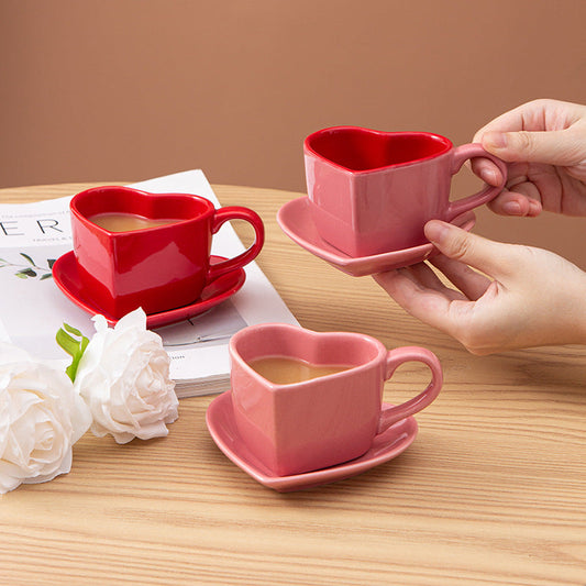 Heart Shape Cup With Saucer