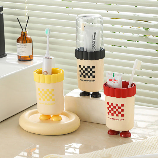 Cute Checkered Toothbrush Cup