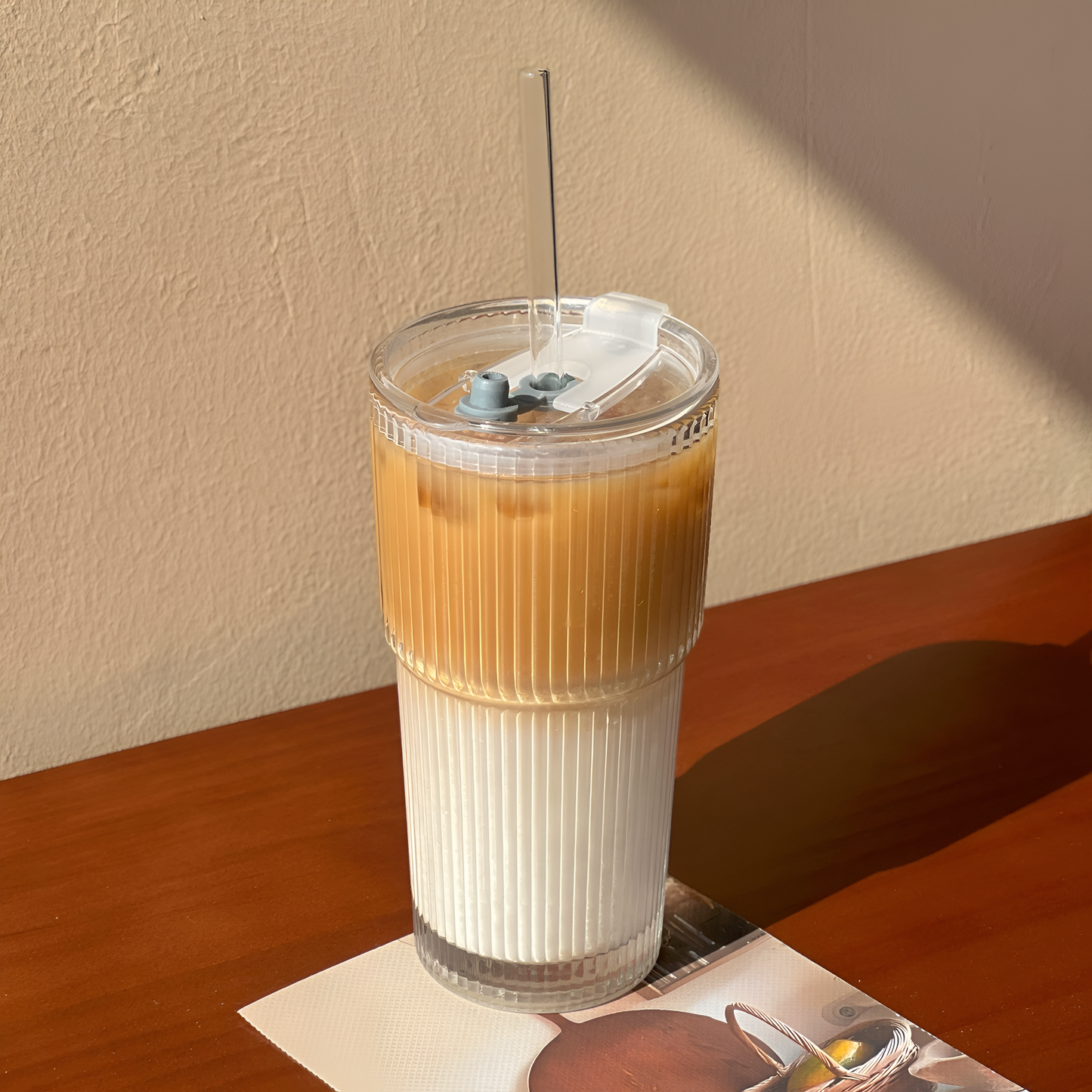 Glass Cup With Straw