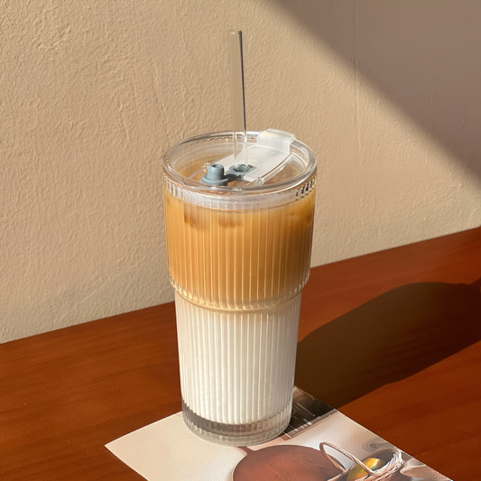 Glass Cup With Straw