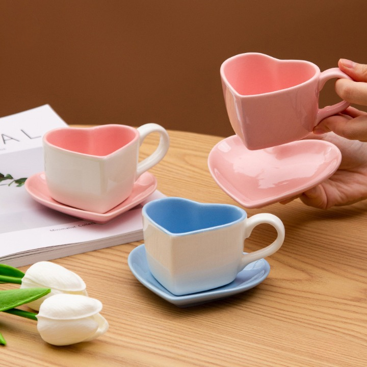 Heart Shape Cup With Saucer