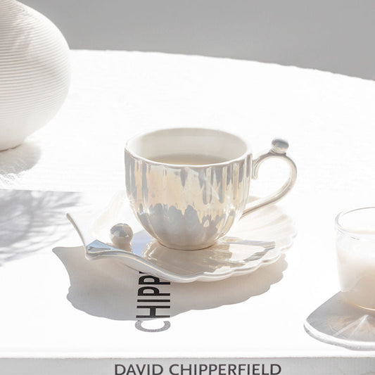Pearl Glow Ceramic Cup & Saucer