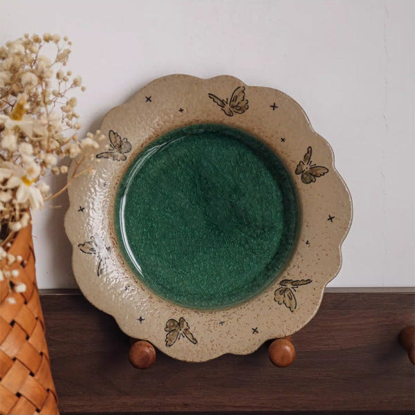 Butterfly Scalloped Ceramic Plate