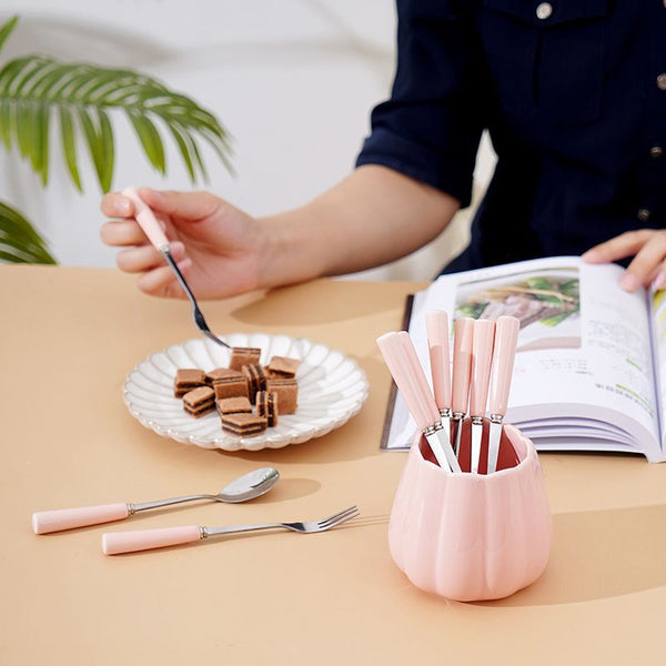 Stylish Ceramic Jar with cutlery