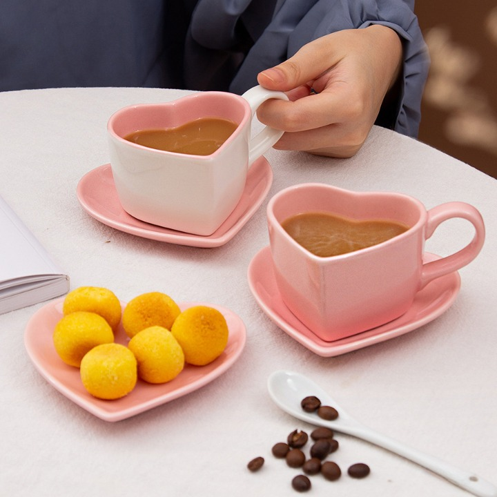 Heart Shape Cup With Saucer