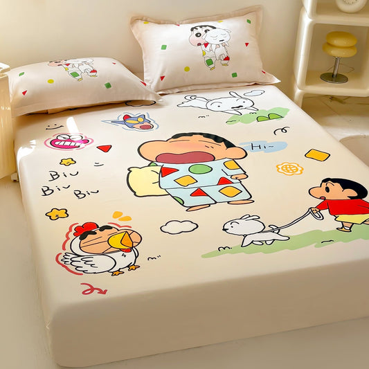 Shinchan & Shiro Bedsheet (king size)