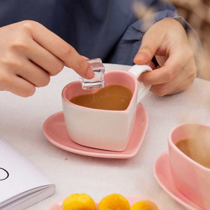 Heart Shape Cup With Saucer