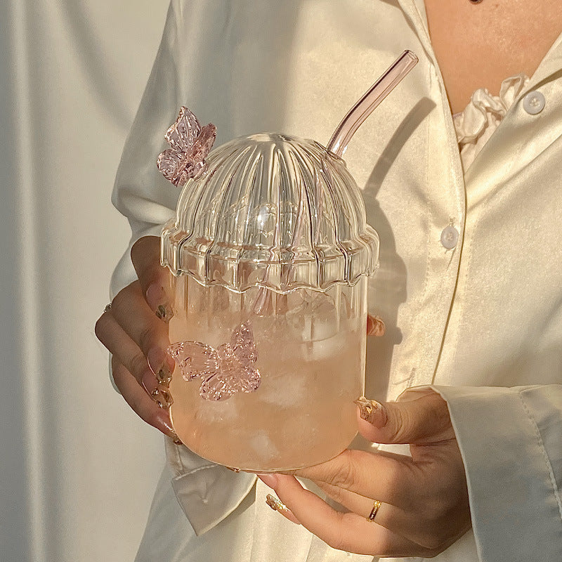 Butterfly Straw Cup With Lid
