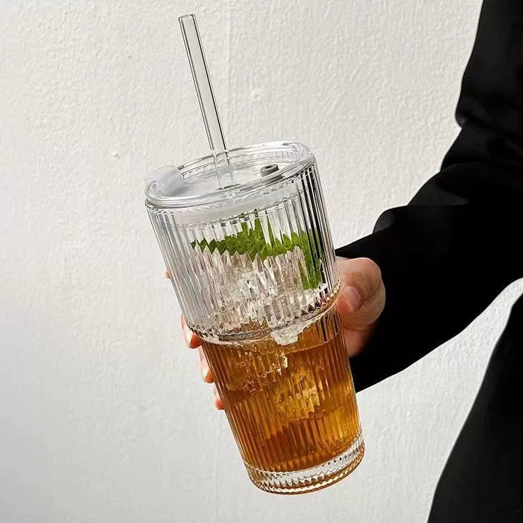 Glass Cup With Straw