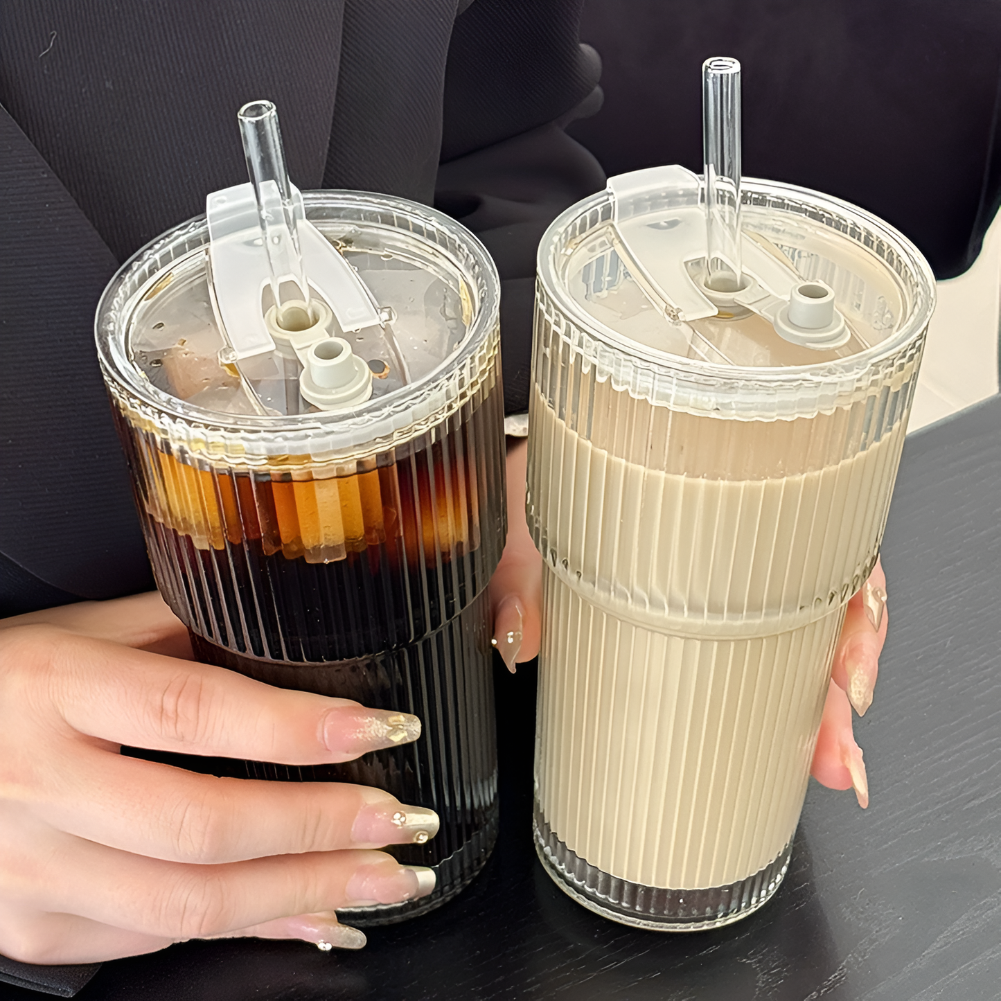 Glass Cup With Straw