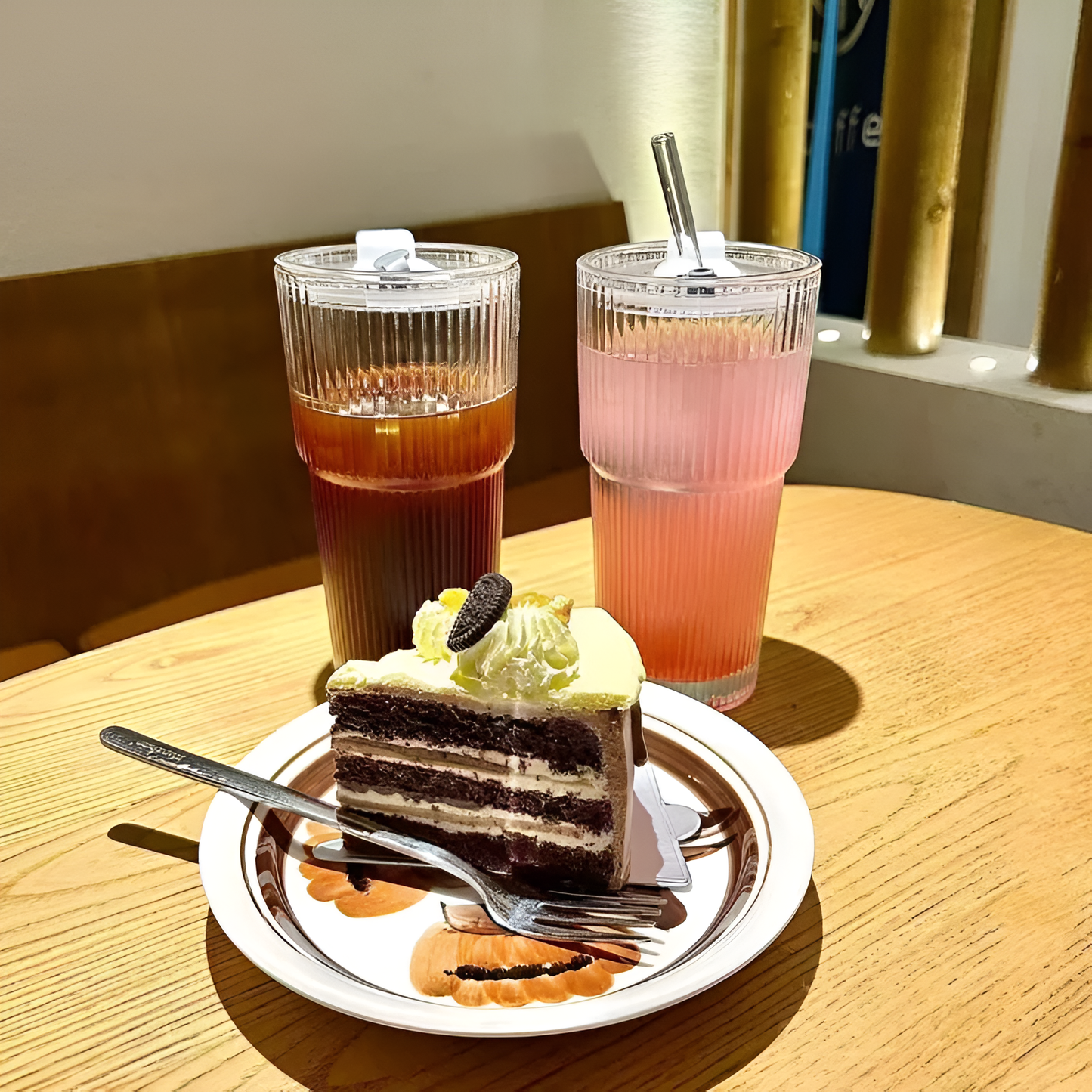 Glass Cup With Straw