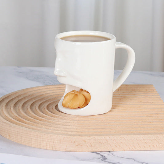 Face Mug With Cookie Holder