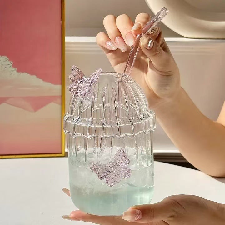 Butterfly Straw Cup With Lid
