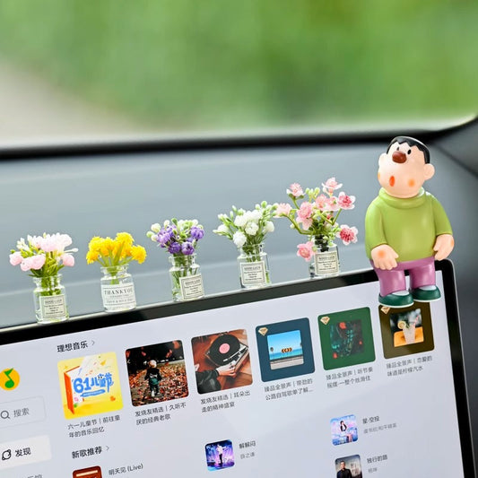 Car Dashboard Miniature Flowers