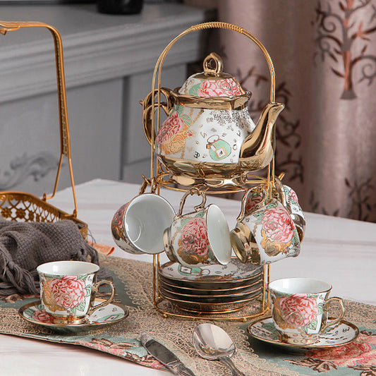 Elegant Tea Cup Set & Stand