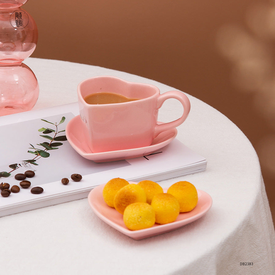Heart Shape Cup With Saucer