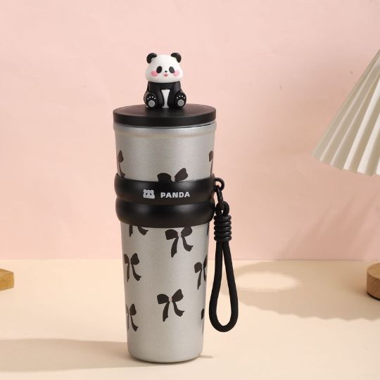 Panda Straw Water Bottle