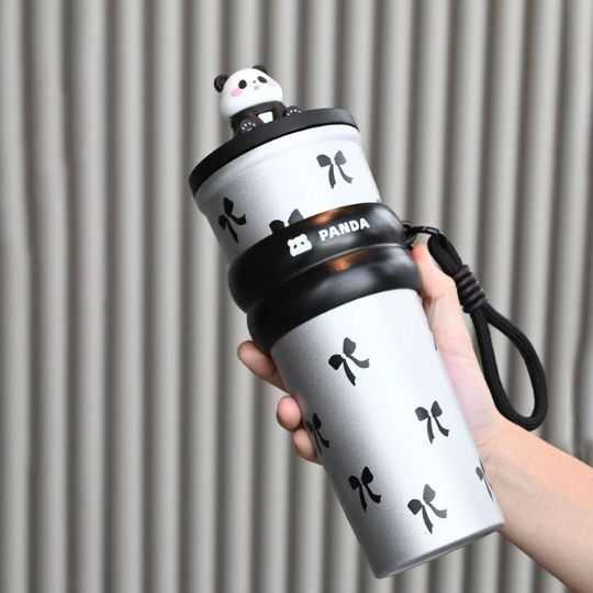 Panda Straw Water Bottle