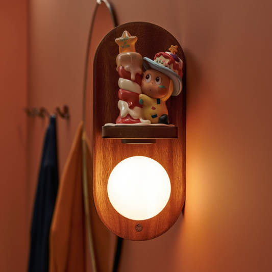 Wooden Wall Light with Showpiece Shelf