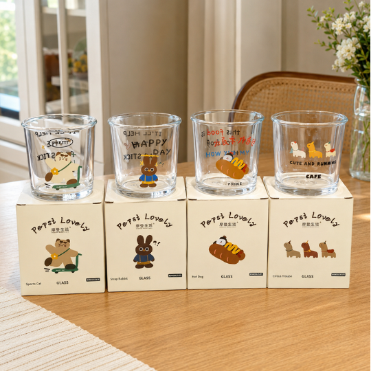 Happy Day Cartoon Glass Cups