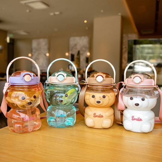 Cute Bear Straw Water Bottle
