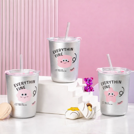 Cute Pink Cup with Lid