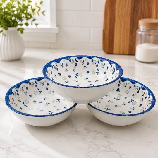 Blue Floral Ceramic Bowl