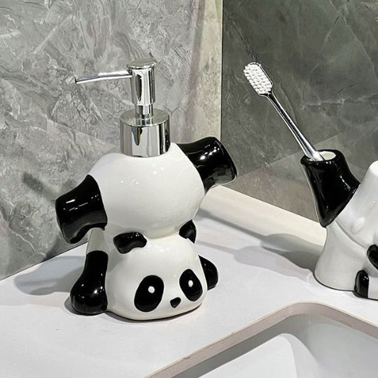 Panda-Style Ceramic Soap Dispenser