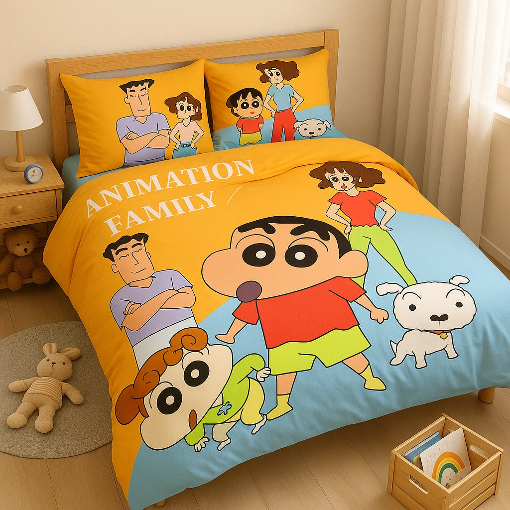 Shinchan Family Bedsheet Set