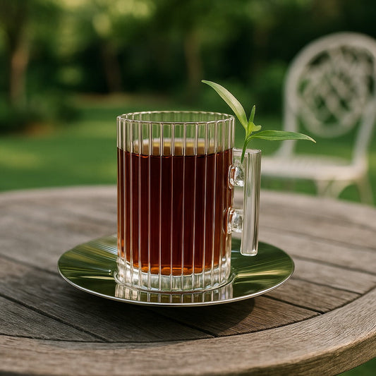 Ribbed glass tea cup