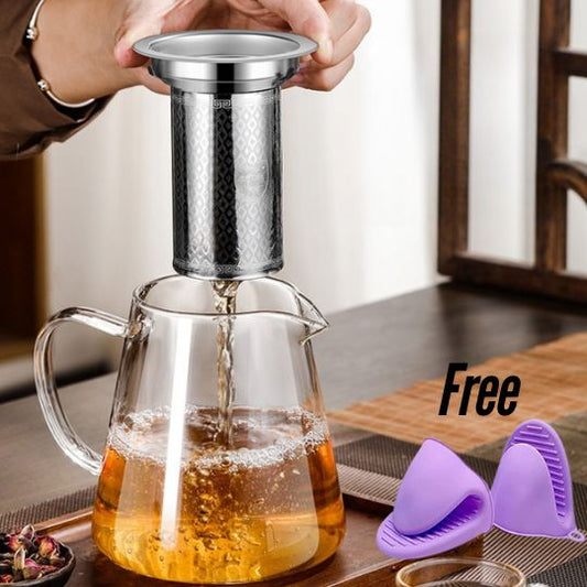 Glass Tea Pot (Free Gloves)