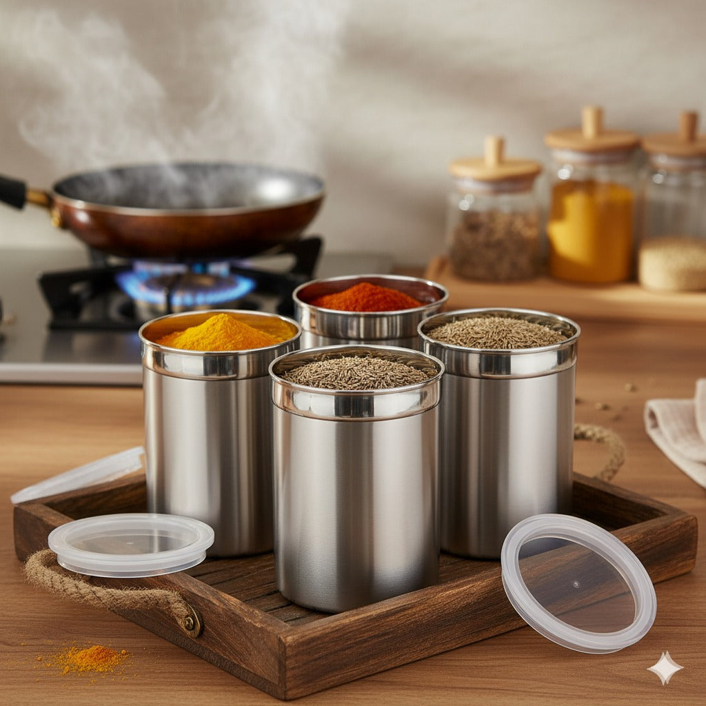 Steel Containers With Transparent Lid (1000 ml)