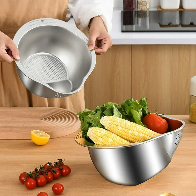 Rice Washing Strainer Bowl